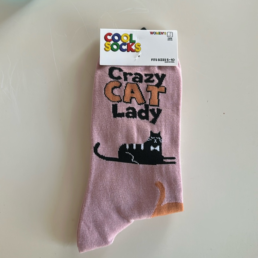 Cool Socks, Crazy Cat Lady, Womens Crew Length